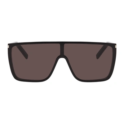 Saint Laurent Black Mask Ace Sl 364 Sunglasses In 001 Black