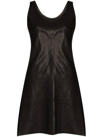 Helmut Lang Leather Tank Minidress In Black