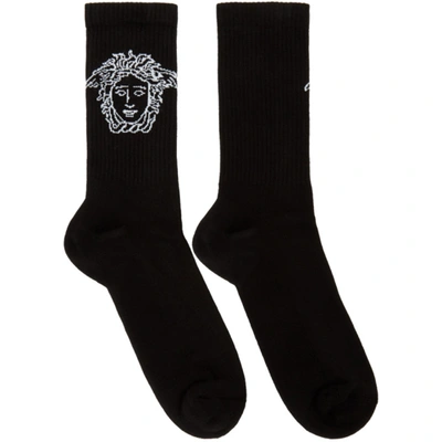 Versace Medusa Cotton Blend Socks In A4016 Black