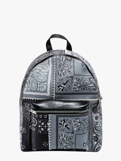 Amiri Paisley-print Blanket-stitched Canvas Backpack In Black