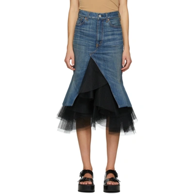 Junya Watanabe Blue Denim Tulle Skirt