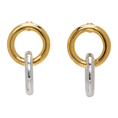 Numbering Gold And Silver 982 Combination Hoop Earrings In Silver/gold
