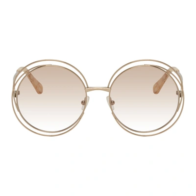 Chloé Sunglasses Carlina Ce114sd Gold/brown Rose In 780 Rose Go