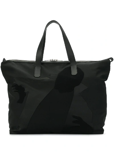 Undercover Double Zip Appliqué Tote Bag In Black