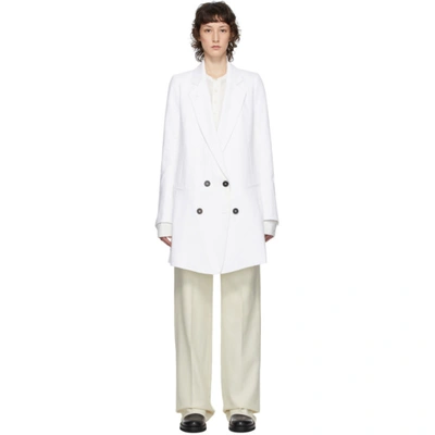 Ann Demeulemeester White Cotton & Linen Coat In 001 White