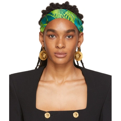Versace Silk Jungle Print Headband In A7488 Green