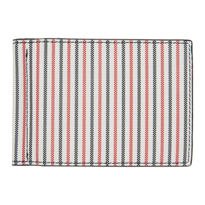 Thom Browne Striped Bifold Wallet In Blue