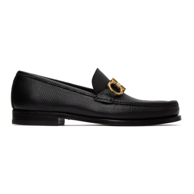 Ferragamo Chris Gancini-logo Leather Loafers In Black