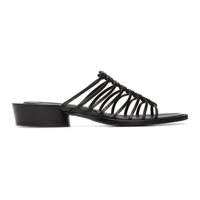 Ann Demeulemeester Black Leather Spartiate Flats In 099 Black