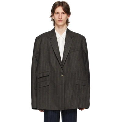 Maison Margiela Grey Wool Pinstripe Blazer In 860f Drkgra