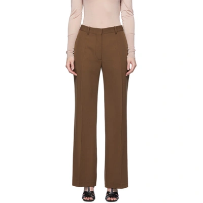 Victoria Beckham High Waisted Wide Leg Trousers In Brown
