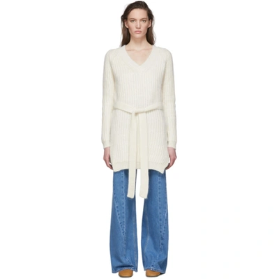 Loewe Off-white Belted Sweater In 2090 Optic