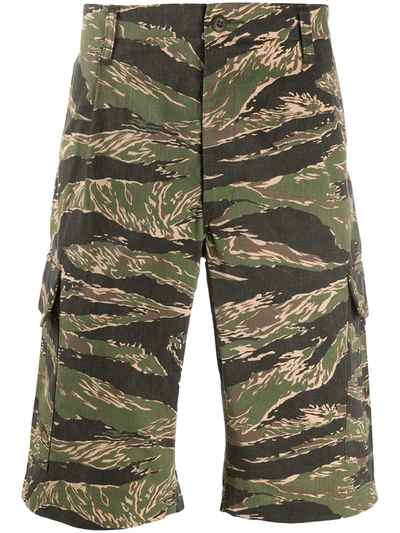 Junya Watanabe Camouflage Print Cargo Shorts In Green