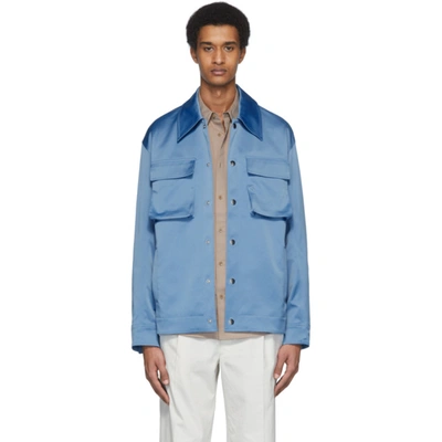 Tibi Blue Duchesse Workmen's Jacket In Sky Blue