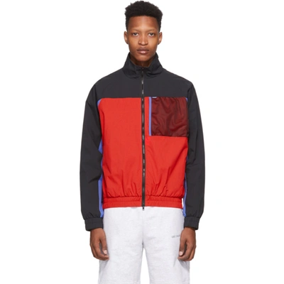 Aimé Leon Dore Aime Leon Dore Red Mixed Media Windbreaker Jacket In Red Multi