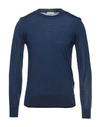 Sandro Merino Wool Crewneck Sweater In Dark Blue