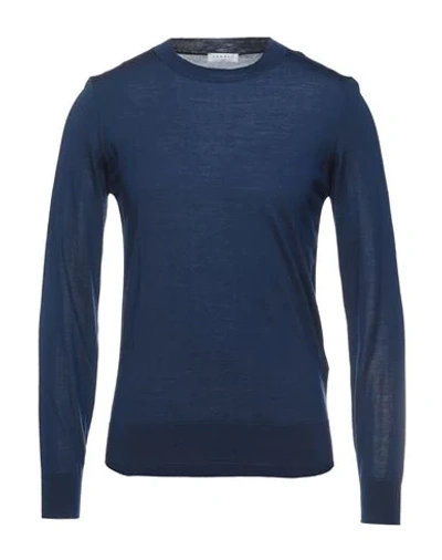 Sandro Merino Wool Crewneck Sweater In Dark Blue