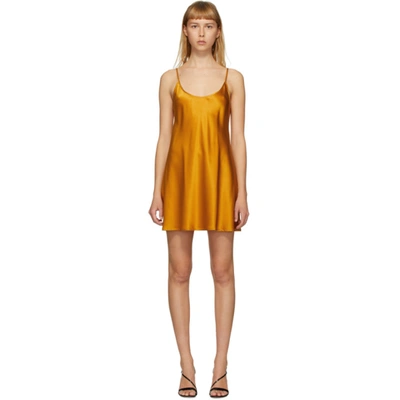 La Perla Scoop-neck Short Silk-satin Slip Dress In Yellow