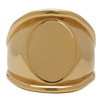 Bottega Veneta Gold Signet Ring In 8120 Silver