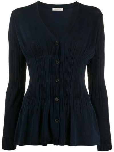 Nina Ricci Fine-knit V-neck Cardigan In Blue