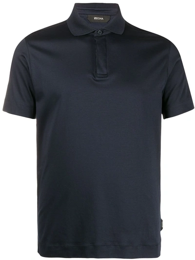 Z Zegna Short Sleeve Stretch Polo Shirt In Blu