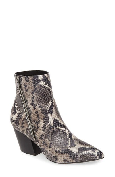 Allsaints Aster Snake Embossed Leather Bootie In Black/ White Snake Leather