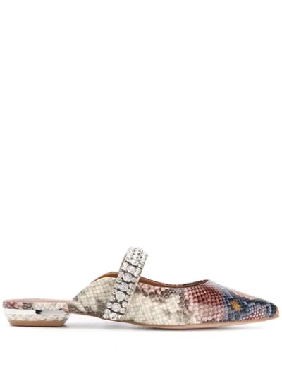 Kurt Geiger Princely Snake-print Leather Mules In Brown