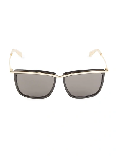 Celine Men's Top Bar Square Sunglasses, 59mm In Shiny Black/smoke