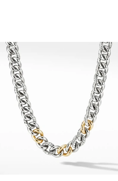 David Yurman Curb Chain Necklace With 14k Yellow Gold, 19 In Gold/silver