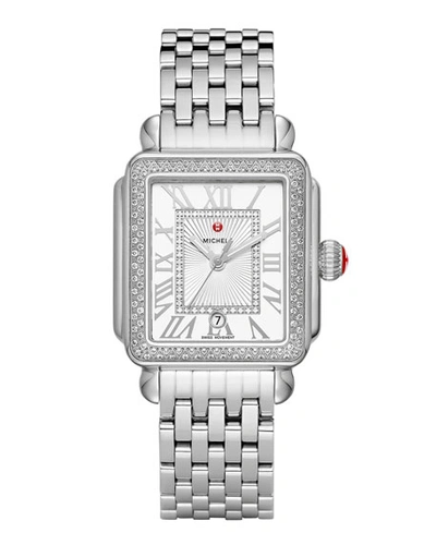 Michele Deco Madison Diamond Watch, Silver/white In White/silver