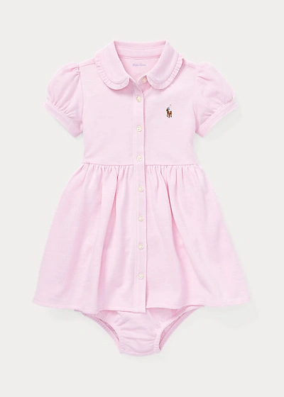 Ralph Lauren Girls' Striped Oxford Dress & Bloomers Set - Baby In Pink