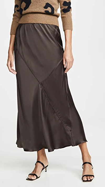 Atm Anthony Thomas Melillo Paneled Silk Skirt In Dark Chocolate