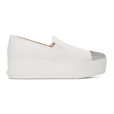 Miu Miu White Toe Cap Platform Slip-on Sneakers