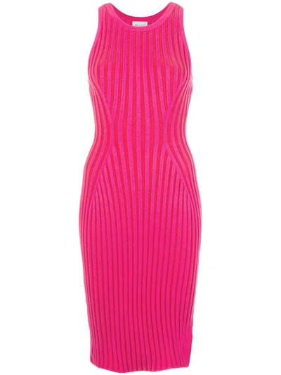 Milly Ribbed-knit Bodycon Dress In Pink