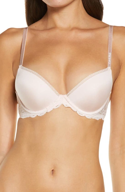 Calvin Klein Seductive Comfort Lace Demi Lift Convertible Bra In Bubble Gum