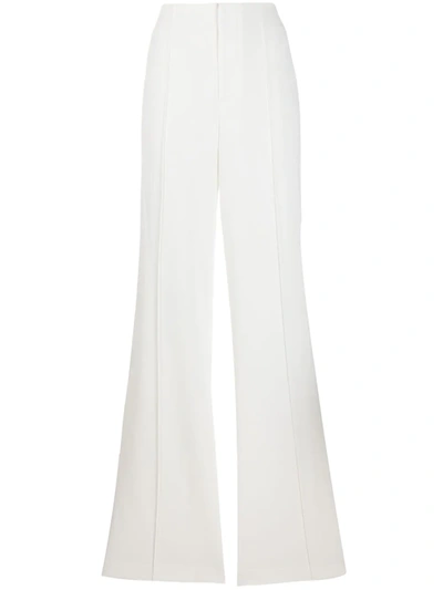 Alice And Olivia Eric Pleated Linen-blend Wide-leg Pants In White