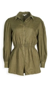 Weworewhat Button Up Romper In Burnt Olive