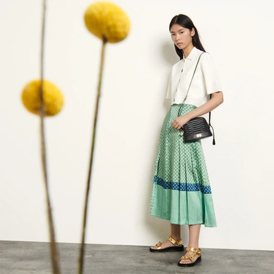 Sandro Sabya Abstract Print Midi Skirt In Mint