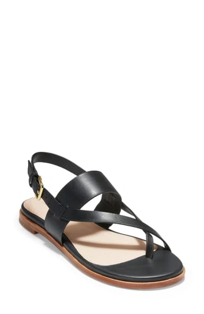 Cole Haan Women's Anica Leather Thong Sandals In Black Leather