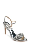 Badgley Mischka Odelia Glitter Sandals In Silver Glitter
