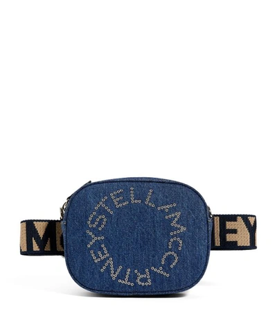 Stella Mccartney Eco Studded Logo Organic Denim Belt Bag In Orion Blue