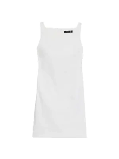 Theory Squareneck Linen Blend Mini Dress In White