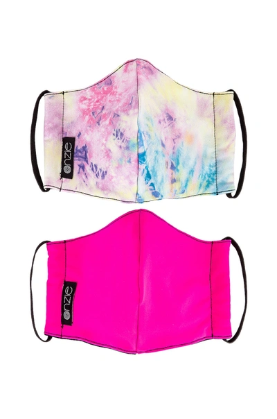 Onzie 2 Pack Protective Face Masks In Neon Tie Dye & Neon Pink