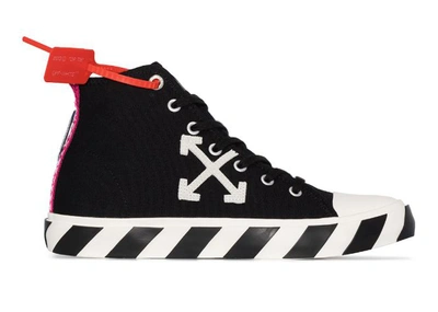 Pre-owned Off-white Arrow Canvas Mid Top Black