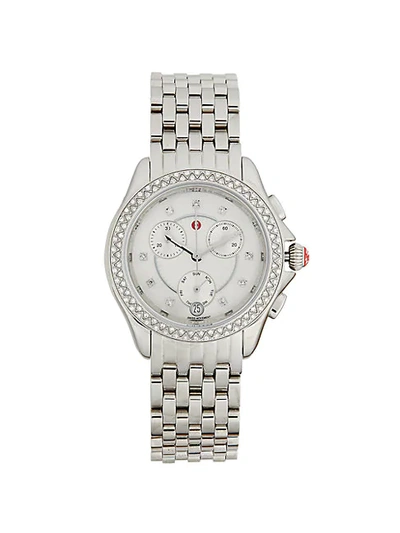 Michele Logo Diamond Stainless Steel Bracelet Watch