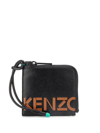 Kenzo Leather Strap Logo Wallet In Black