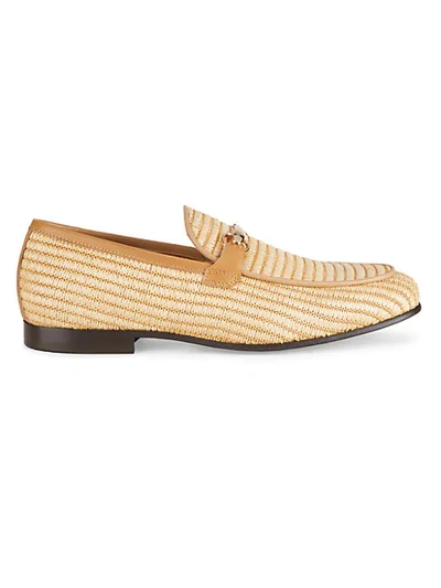 Saks Fifth Avenue Firenze Raffia & Leather Loafers In Creme
