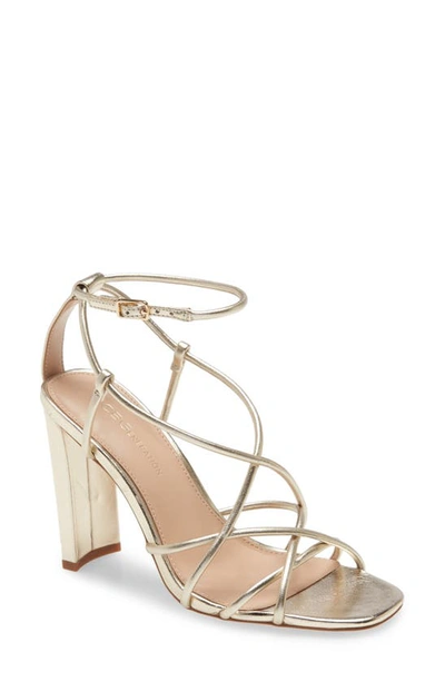 Bcbgeneration Wanni Leather Block Heel Sandal In Gold Leather