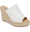 Karl Lagerfeld Carina Croc-embossed Leather Platform Espadrille Wedges In Bright White Nappa Leather