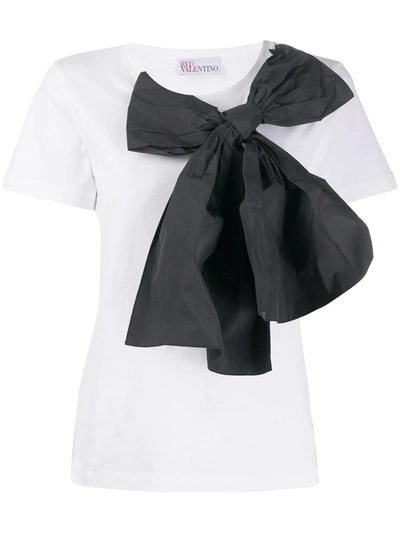 Red Valentino Redvalentino Contrast Bow T-shirt In White